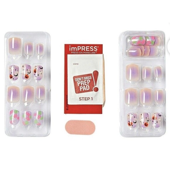 Kiss Impress No Glue Mani Press-On Glow In The Dark Halloween 30ct Size Small - Picture 2 of 7
